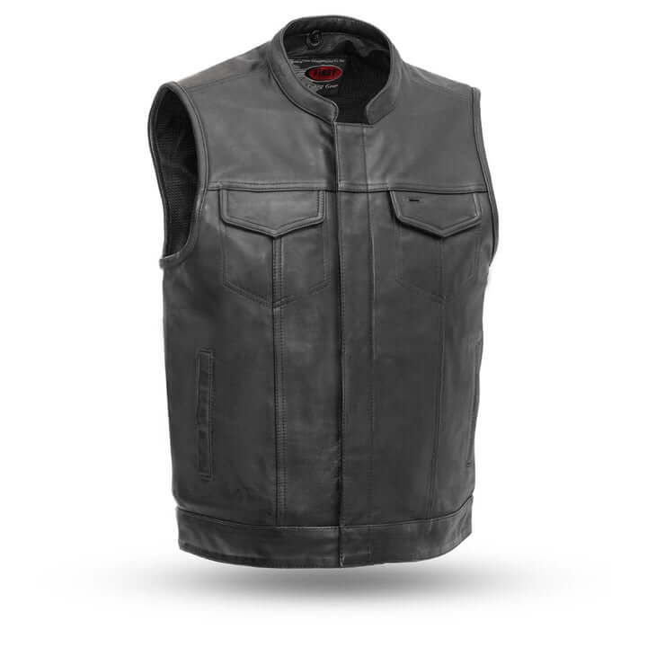 Sharp Shooter - Men's Motorcycle Leather Vest - Skootdog.com